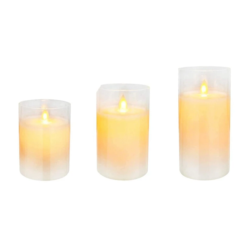 

Flameless Candle Outdoor Waterproof Candle Flashing Flame LED Candle 3-Piece Set No Hourglass Real Wax Column