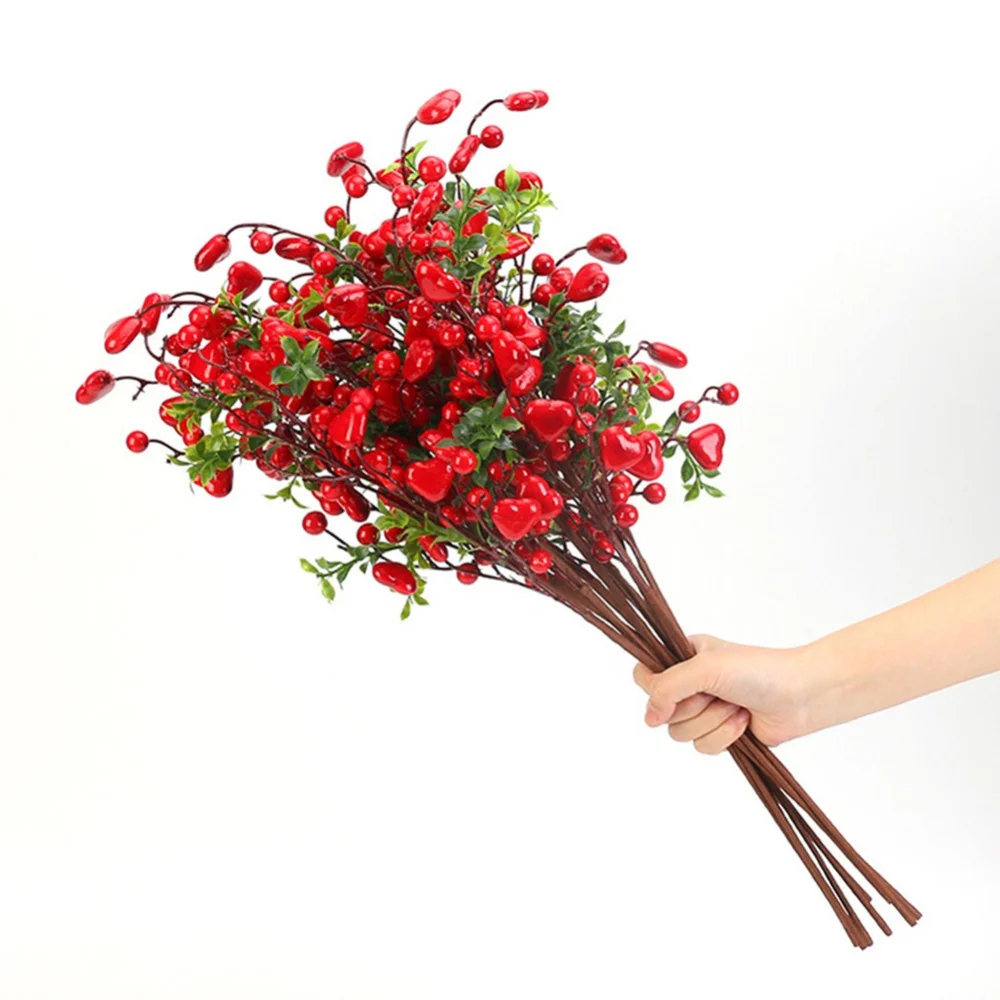 

DIY Home Decorations Red Berry For Wedding Party Decoration Artificial Flower Berry Fake Flower Branch Home Decor