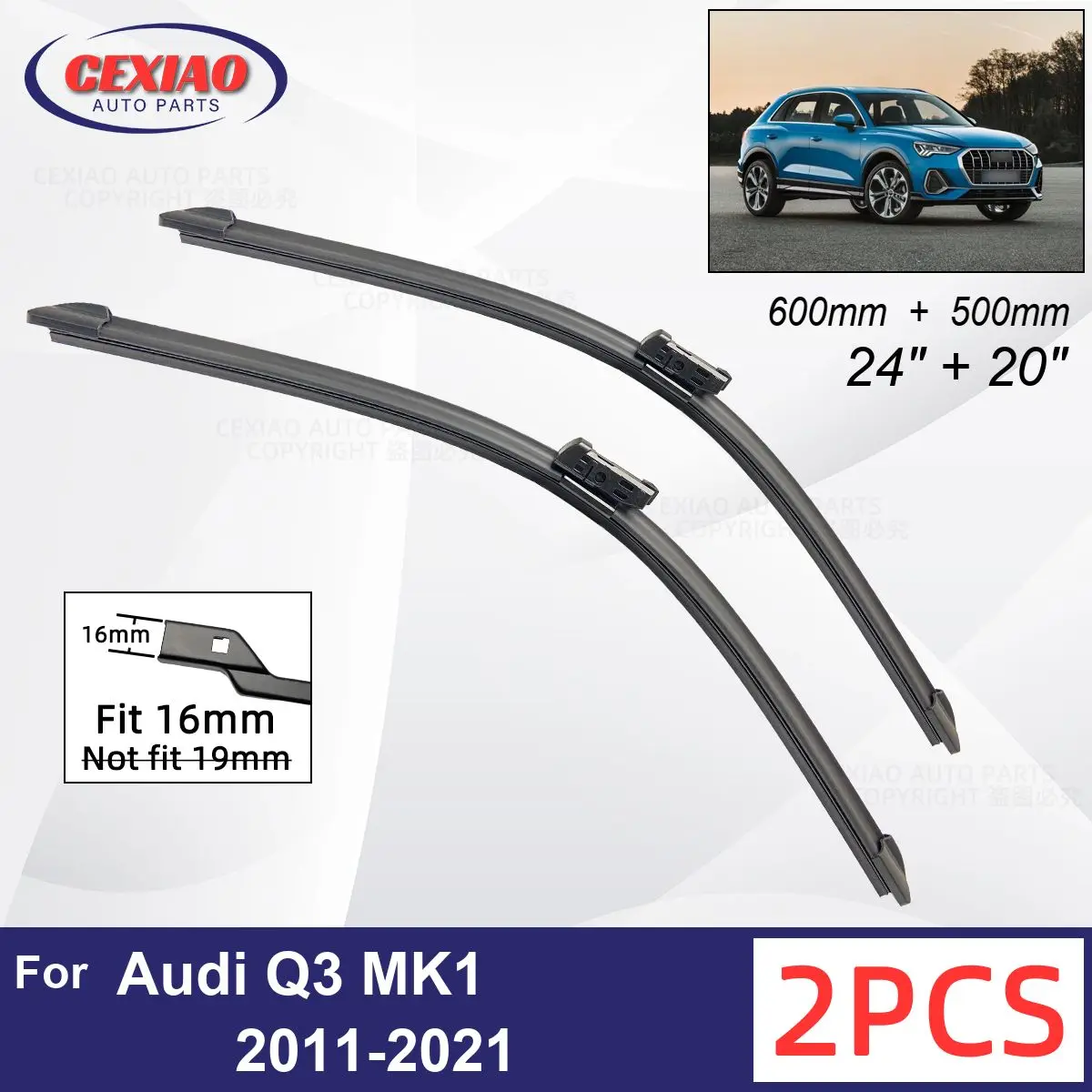 

Автомобильный стеклоочиститель для Audi Q3 MK1 2011-2021, передние стеклоочистители, мягкие резиновые стеклоочистители для автомобильного лобовог...