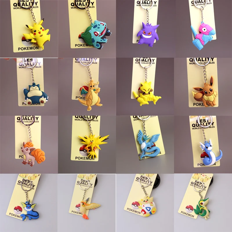 

Authentic Pokemon Action Figure Pikachu Keychain Pokémon Keychain Squirtle Psyduck Keychain Backpack Pendant Model Car Keychains