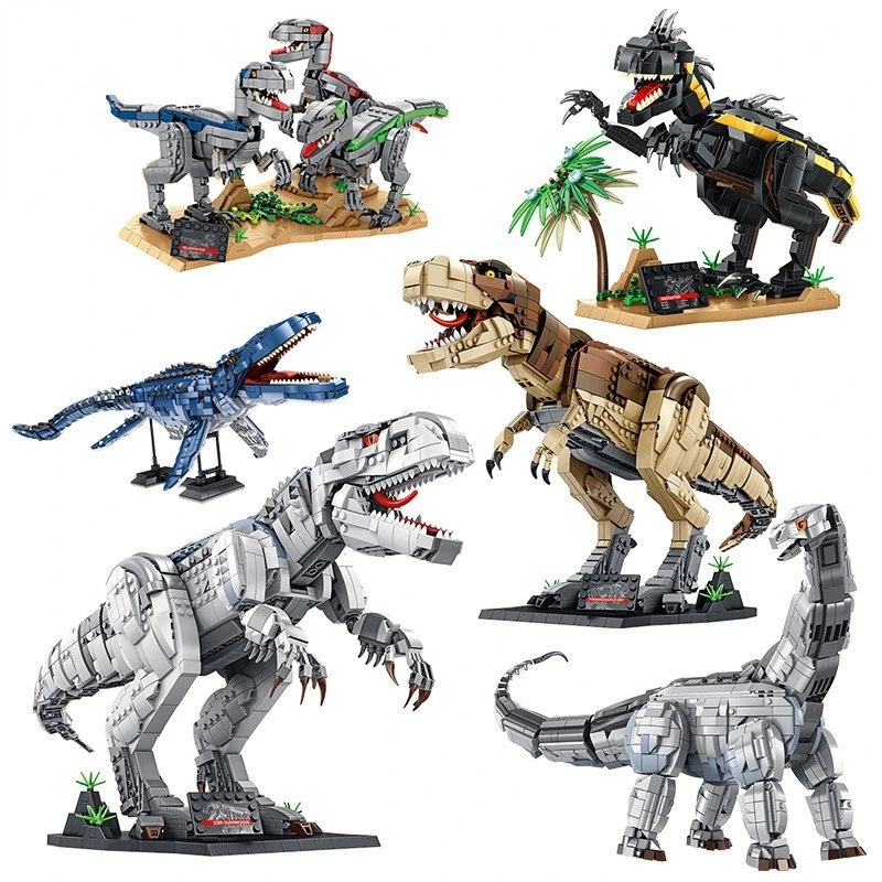 

Фигурки-Динозавры большого размера, Т-Рекс, экшн-фигурки, игрушки, креативные имитации животных, кирпичи, игрушки для мальчиков, подарок на Рождество и день рождения
