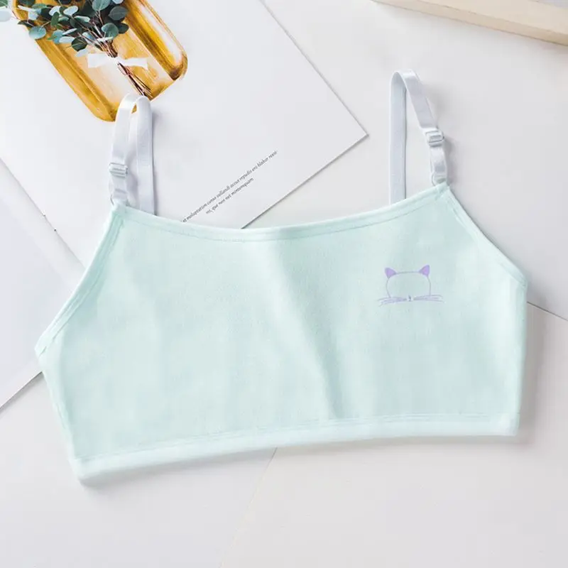 

Puberty Girl Candy Color Training Bra Double Layer Cotton Cartoon for Cat Bralet