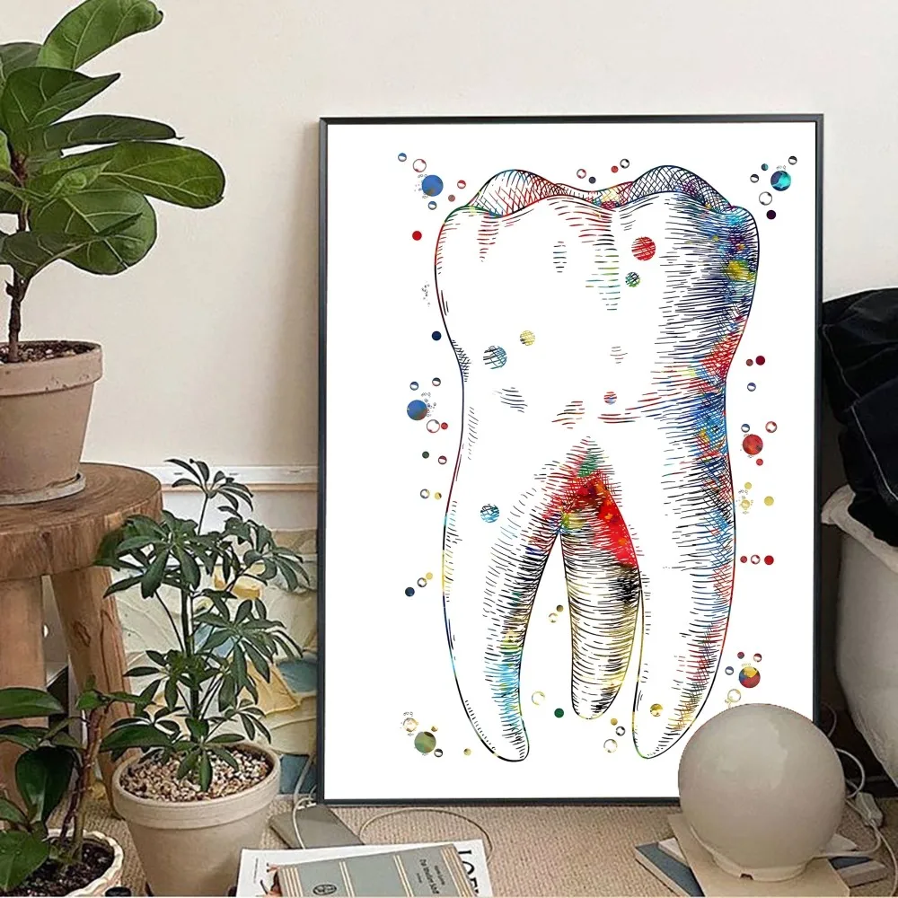 Painting Teeth Art Classic Small Size Poster Kraft Paper Vintage Wall Study Aesthetic St