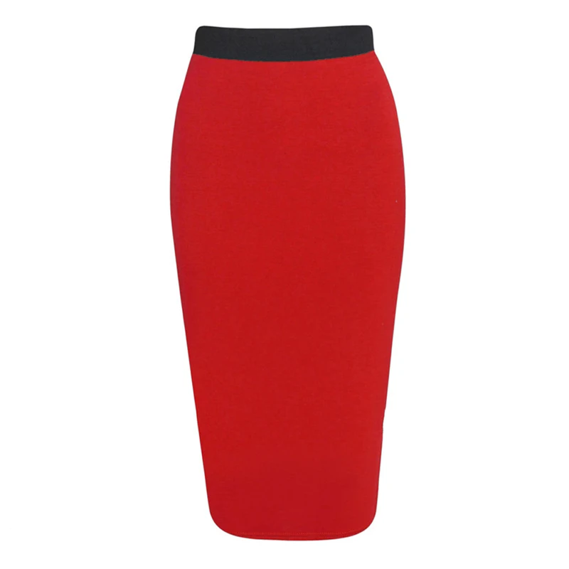 

Женская эластичная юбка-карандаш средней длины, облегающая однотонная хлопковая офисная юбка-карандаш с высокой талией, 2023