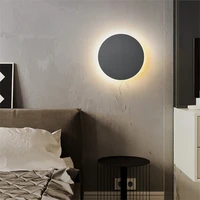 indoor led wall lamp modern black round with touch switch wall light for home lighting loft stair bedside wall sconces fixture