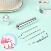 stainless steel toothpick set metal flossing tools with portable toothpick holder outdoor household travel seal storage