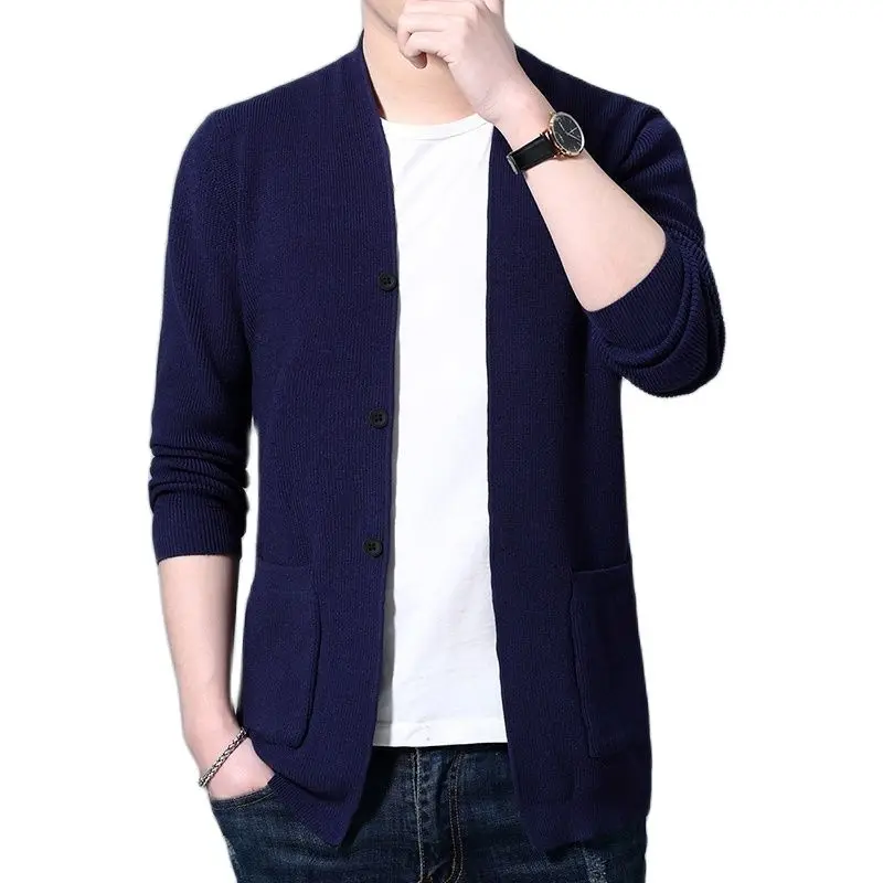 Мужской осенний шерстяной кардиган новый трикотажный свитер мужской
