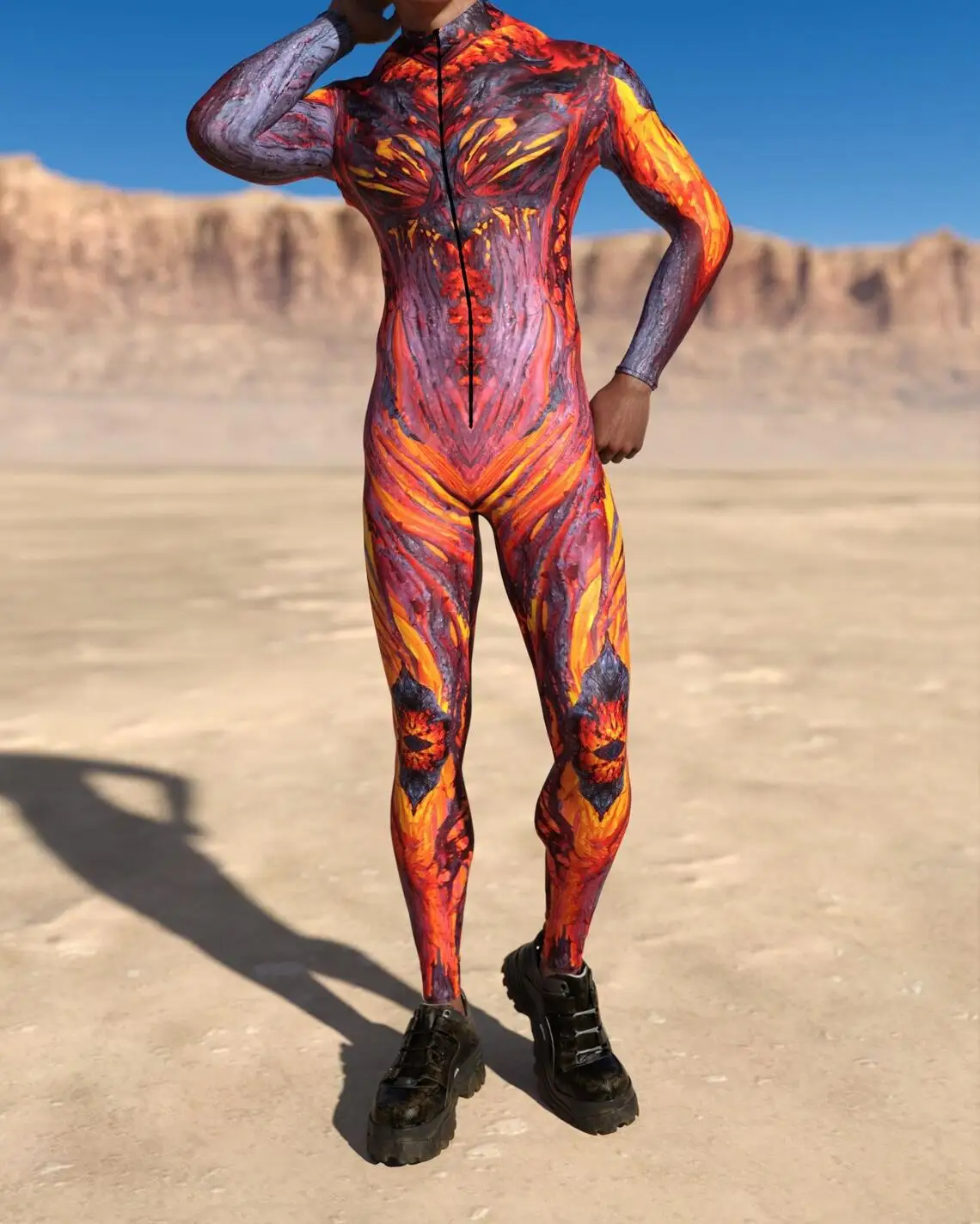 Фото 2024 Men Cosplay Jumpsuit Cyberpunk Mechanical Armor Printed Bodysuit Halloween Zentai Suit Rave Morphsuit Adult NEW №5