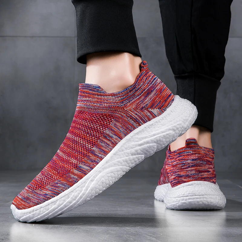 Summer Knitting Slip-on Sock Sneakers Unisex Breathable Comfortable Men Casual Sports Shoes Lightweight Soft Women Running Shoes