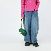 teenage girls jeans autumn 2022 loose fashion designer cotton jeans for kids casual wide leg pants school 12 years kids trousers