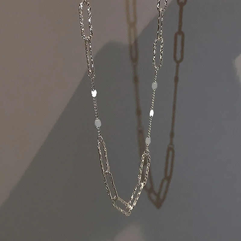 

New 925 Sterling Silver Splice Chain Necklace Ins Korean Simple Clavicle Chains Necklaces Fashion Luxury Jewelry Gift For Women