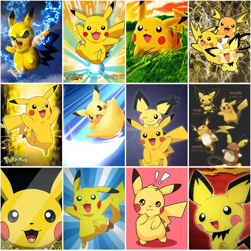 

Pikachu Diamond Painting Diy 5D Cartoon Anime Series Diamond Embroidery Stitch Pokeman Cross Stitch For Home Wall Decoration