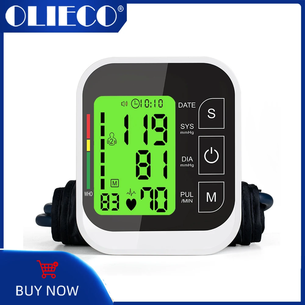 

OLIECO Automatic Digital Electric Upper Arm Blood Pressure Monitor Heart Beat Tonometer BP Sphygmomanometer Gauge Monitor