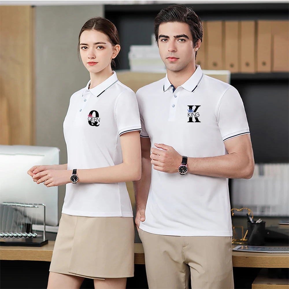 

NO 27 Summer Men's Polo T-shirts King Print Tees Short Sleeve Casual Turn-down Collar Streetwear Couple Tops Women Men Clothing