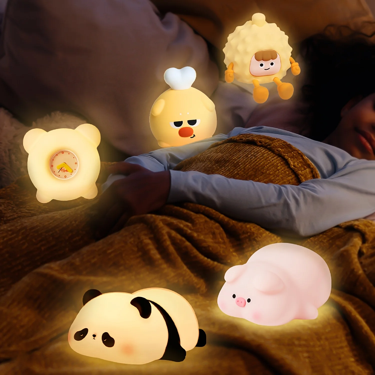 Милый Силиконовый Будильник С USB-зарядкой Яркая Лампа-будильник Трехуровневое