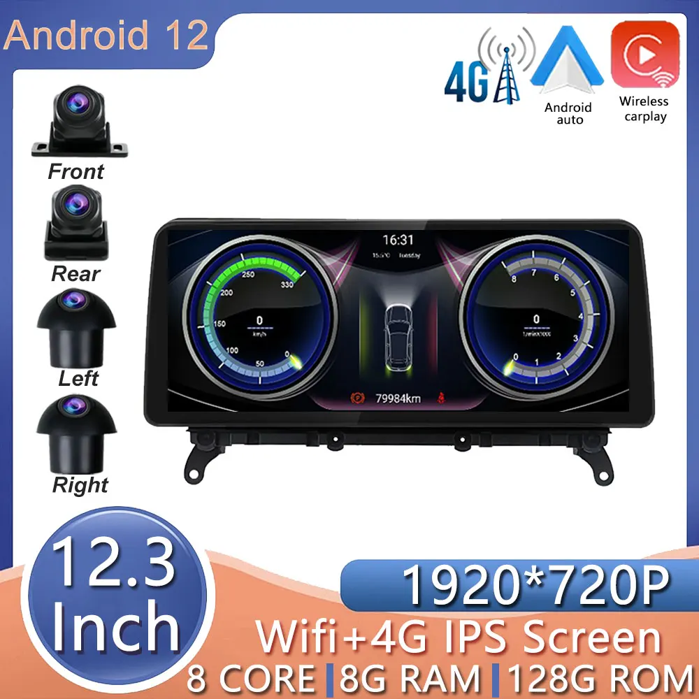 

Автомобильный экран 12,3 дюйма 1920*720P Android 12 для BMW X3 F25 / X4 F26 CIC NBT Система Автомобильный мультимедийный GPS-плеер навигация Carplay авто
