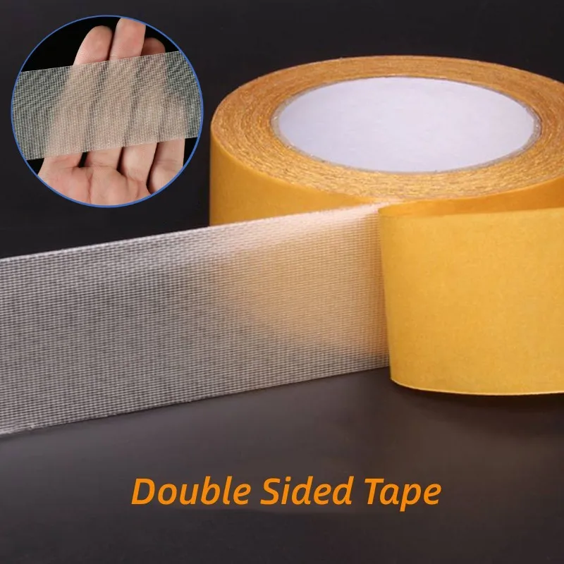   Strong Fixation Double Sided Tape Translucent Mesh Waterproof Super Traceless Cloth Base Tapes High Viscosity Carpet Adhesive 