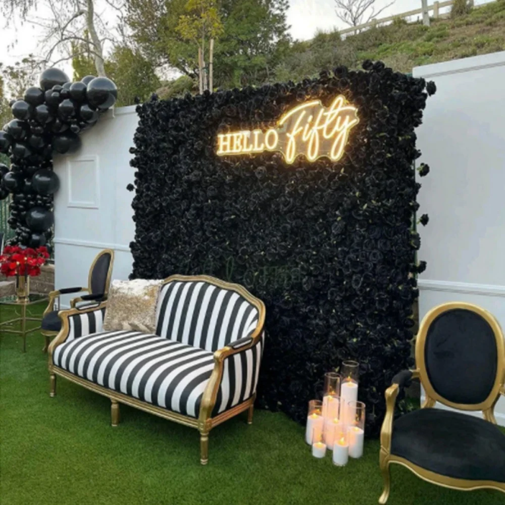 

60x40 см Черная роза искусственный цветок настенный фон для Хэллоуина Готическая Свадебная вечеринка декоративная шелковая Цветочная панель