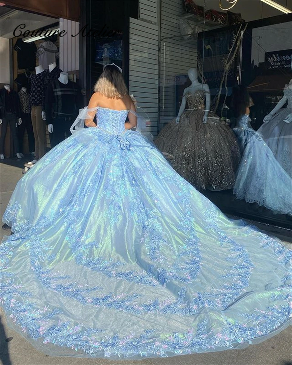 Купи Sparkly Light Blue Quinceanera Dresses Ball Gown Party Dress Lace Up Princess Dress Sweet 15 Dress cinderella dress quinceañera за 12,900 рублей в магазине AliExpress