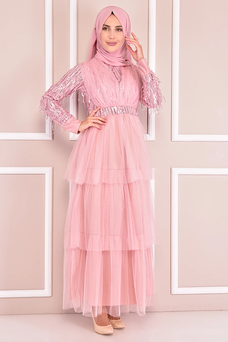 

Scaled Dress Powder Muslim Woman Outfit İslamic Woman Abaya Dress Muslim Tops Turkey Store Muslim Hijab Dress NEV14754
