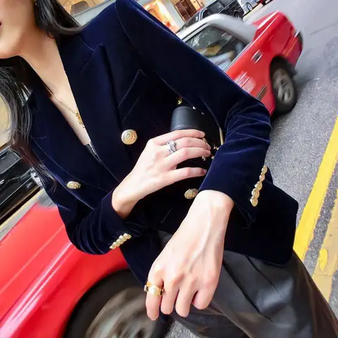 Модный новый брендовый осенний женский тонкий бархатный блейзер MUMUZI, куртка, двубортный простой Женский блейзер, Высококачественная офисная одежда