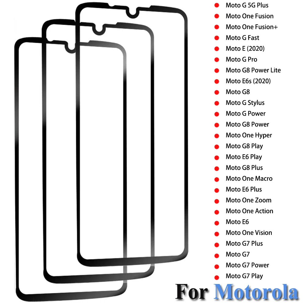 

3 Pack Tempered Film for Moto One Vision Action Macro Hyper Fusion E6s G Stylus Power Fast Pro G7 G8 Power Lite Screen Protector