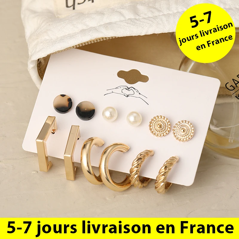 

17KM Fashion Gold Drop Earrings Set For Women Vintage Pearl Dangle Earrings 2022 Trend Jewelry 5-7 jours livraison en France