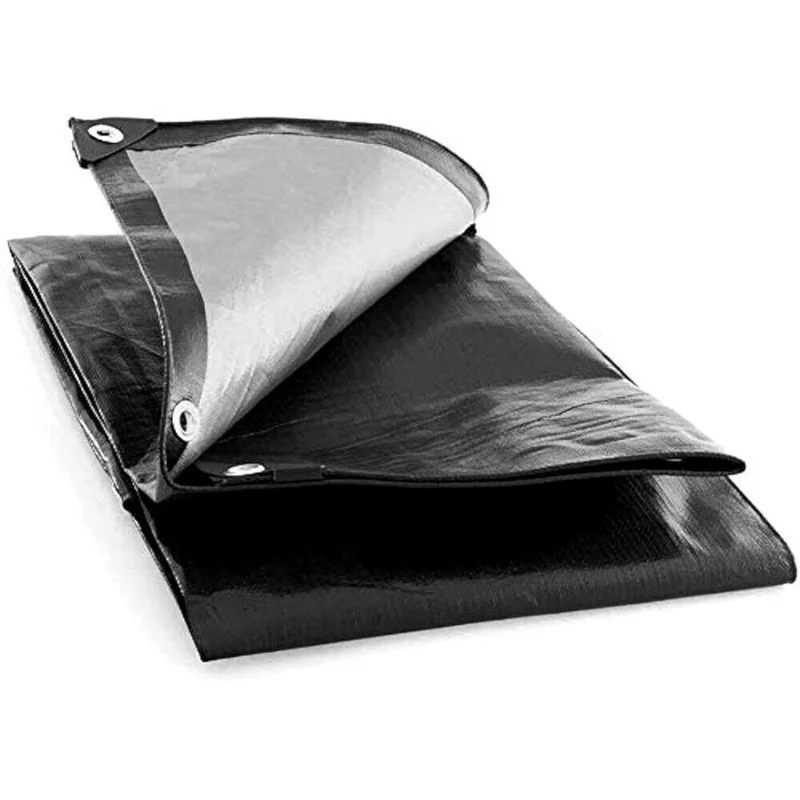Tarpaulin Black Silver 235GSM Heavy Duty Waterproof Cover Roofing Ground Camping