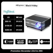 ThundeaL 1080P Projector WiFi Full HD Projector LED 2K 4K TV Video Movie Smart Phone Home Theater TD98 Beamer Cinema Big Screen