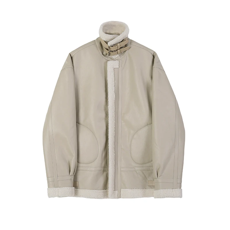 Мужская куртка из искусственного меха однотонная с воротником-стойкой верхняя