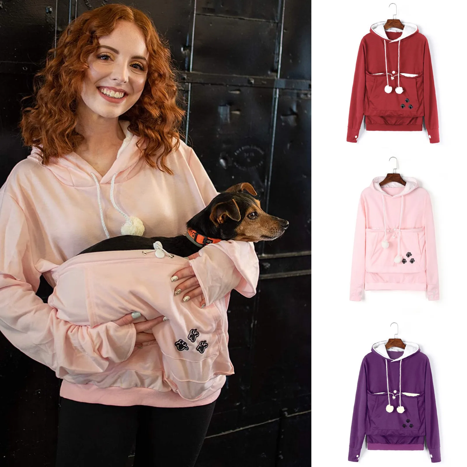 

Женские свитера на осень и зиму, флисовый Свободный пуловер с капюшоном для домашних животных, пуловер с капюшоном для кошек и собак