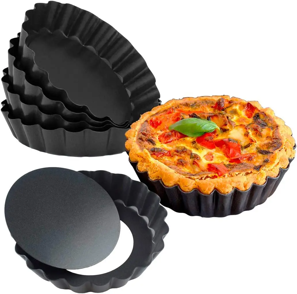 Egg Tart Molds 6 Packs Tart Pans 3/4/5 Inch Mini Tart Pan with Removable Bottom Non-Stick Quiche Pan For Baking Pies