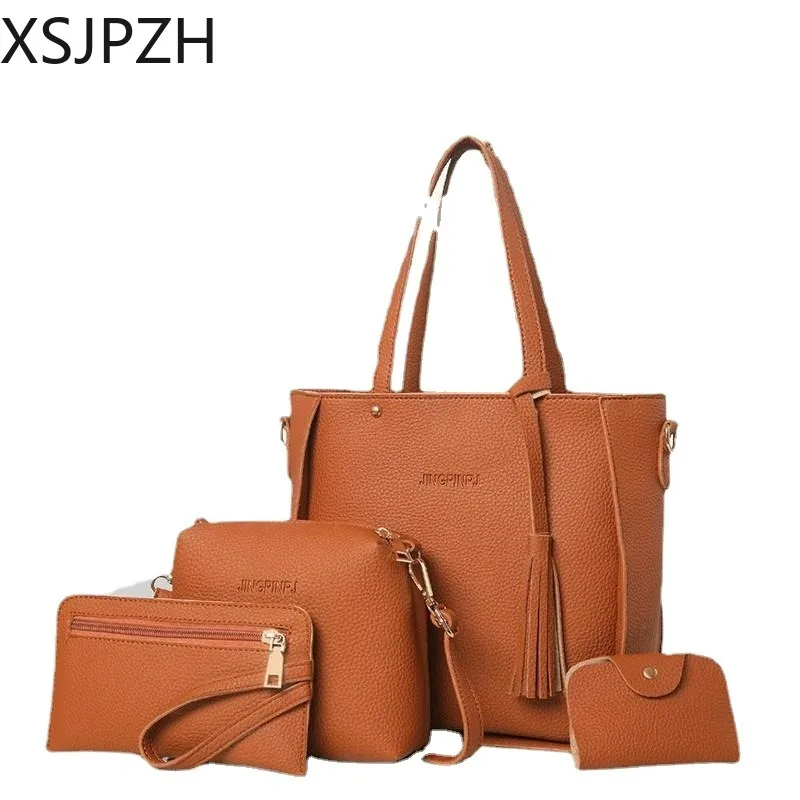 

Xsjpzh 2023 новая женская сумка для матери и дочери четырех предметов модная простая искусственная сумка через плечо сумка Tideway