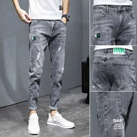 jeans summer slim small feet trend casual ninth pants versatile mens trousers denim jeans skinny jeans men mens jeans