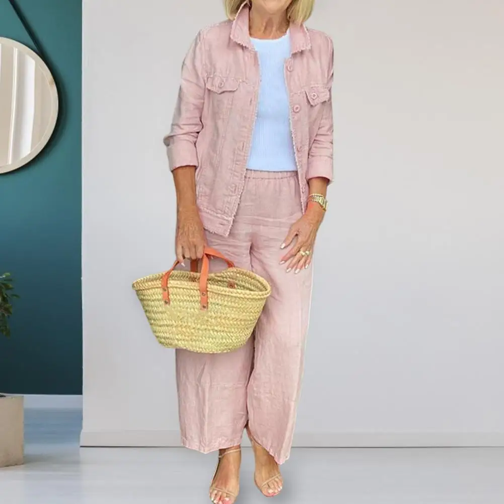 

2 шт./компл. стильный удобный в использовании женский пиджак и брюки, костюм, теплый женский пиджак на пуговицах с длинным рукавом и брюки, по...