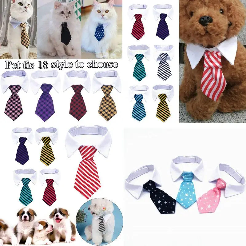 

Pet Dog Cat Striped Bow Tie Striped Bowtie Pet Adjustable Neck Tie Collar Pet Party Wedding Accessories For Small Medium Dogs