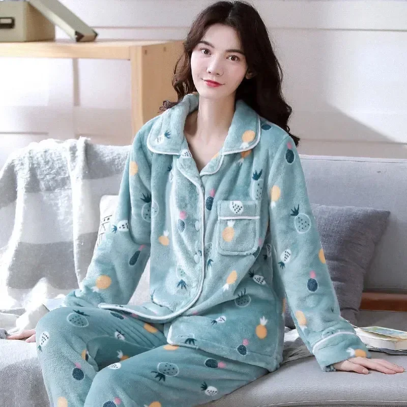 

Pants Autumn Velvet Pyjamas Flannel Winter Trouser Pijamas Pajamas Lounge Female Warm Women Women's Pajama Mujer