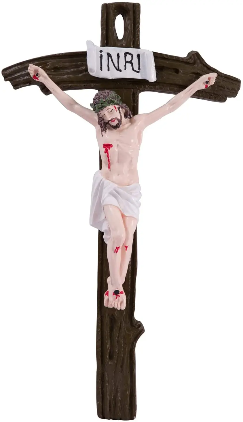 

Jesus Wall Cross Crucifix Figurines Holy Catholic Resin Crosses Figures of Christ's Crucifixion Wall Art Hanging Decor 15.5 Inc