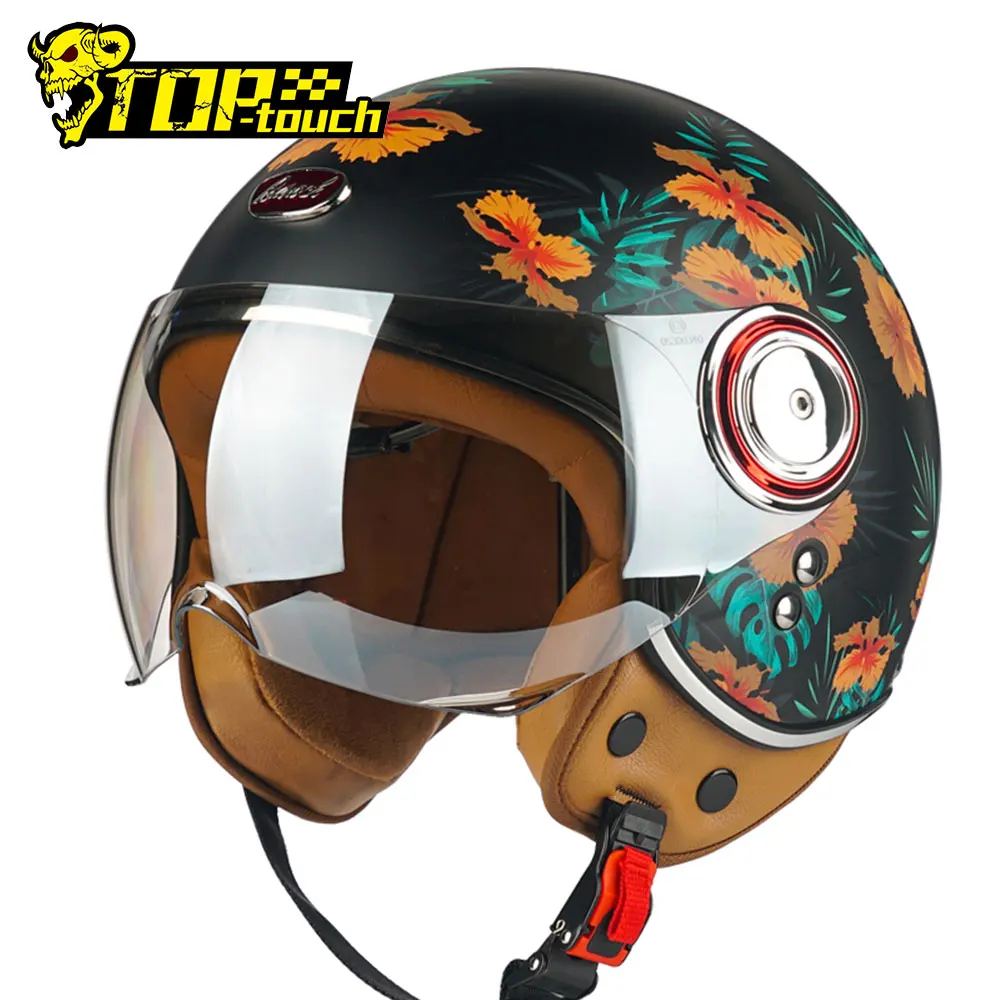

BEON Motorcycle Helmet Retro Open Full Face 3/4 Motorbike Scooter Double Lens Electric Vintage Riding Racing Helmets Casco Moto