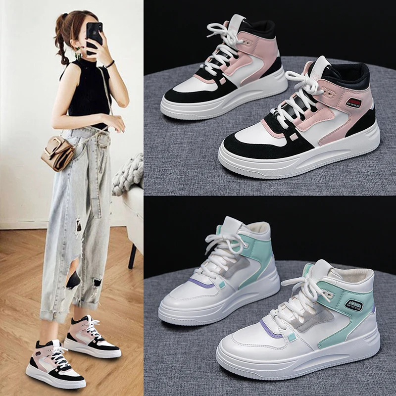

Korean Classical High Top Trendy Breathable Board Sneakers Sport Tennis Platform Casual Shoes for Women