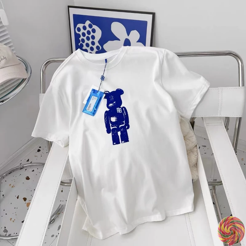 

2022 Высококачественная серая футболка большого размера с мишкой Тедди для мужчин и женщин