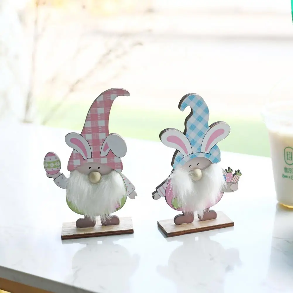 

Rabbit Ornament Creative Wooden Cartoon Shape for Party Faceless Gnome Ornament Easter Craft