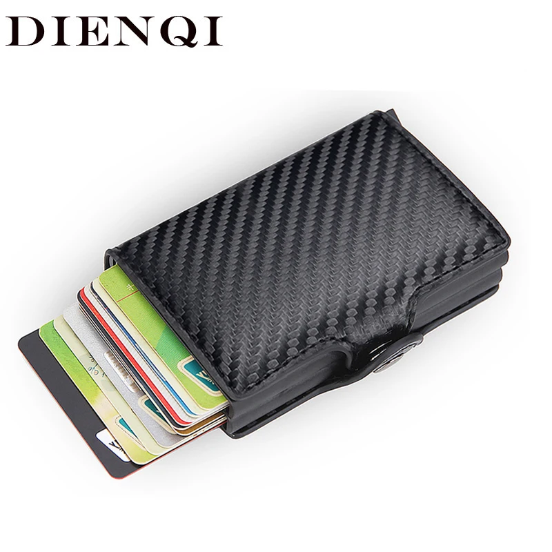 

DIENQI 2022 Anti Rfid Luxury Brand Men Wallet Money Bag Male Double Card Case Trifold Leather Short Wallet for Men dropshippping