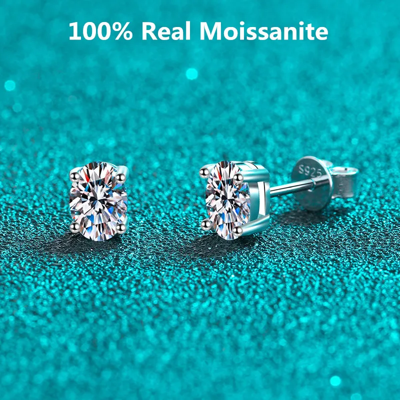 

4ct Moissanite Stud Earrings for Women Oval Fancy Cut Halo Diamond Bridal Earrings Luxury Elegant Bridesmaids Wedding Jewelry