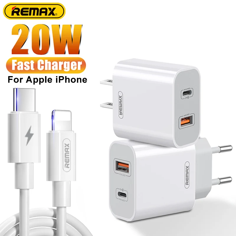 

Remax PD 20W Fast Charger USB Type C Fast Charge For Apple iPhone 14 13 12 11 Pro Max XR PD3.0+QC3.0 Quick Charging Phone Cable