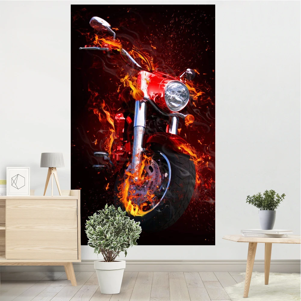

Motorcycle On The Way Tapestry Motorcyclist Poster Wall Art Ad Vintage Sign Dark Motor Car Man Cave Garage Pub Club Bar