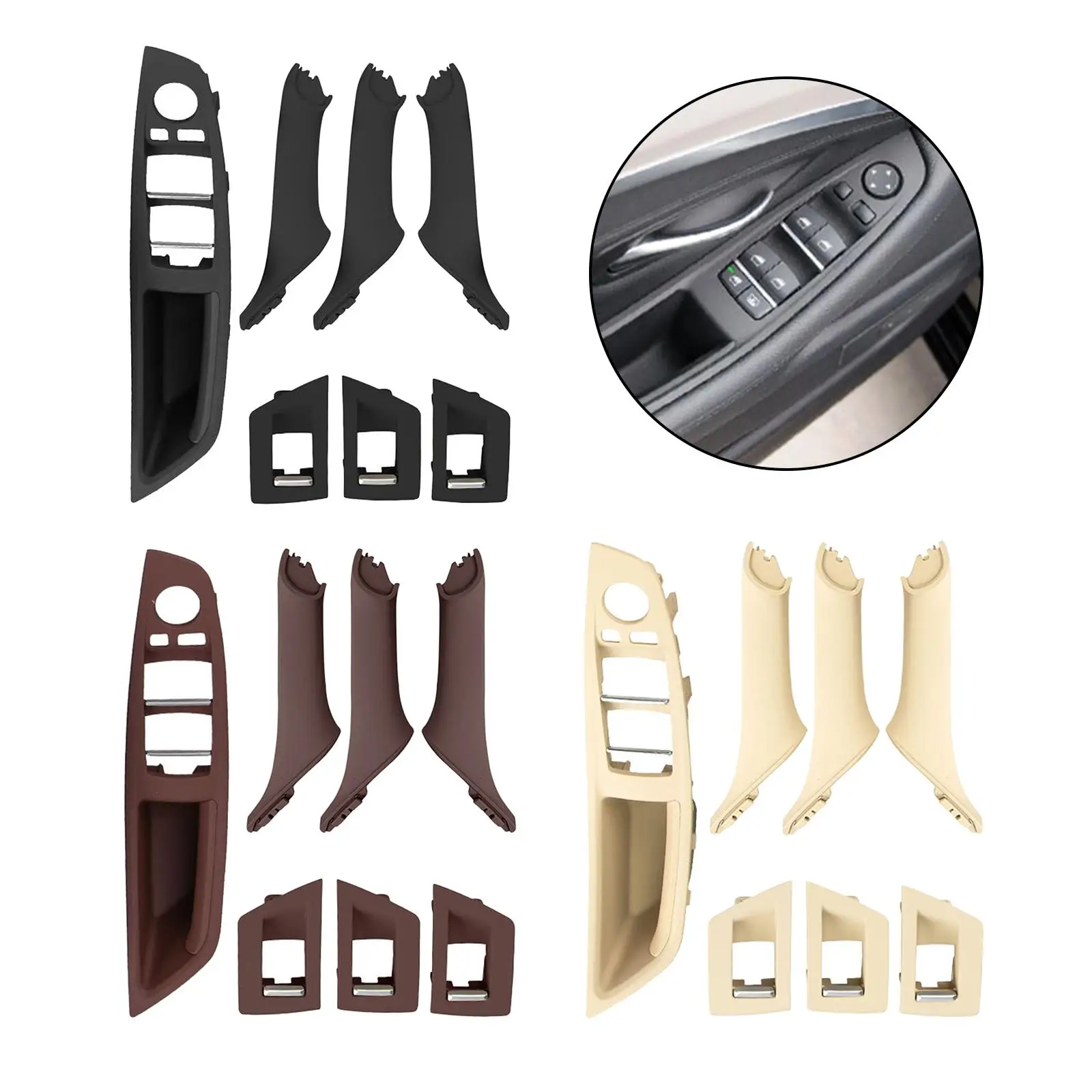 

7Pcs Car Interior Door Handle Plate Cover LHD fits for BMW 5 Series F10 F18