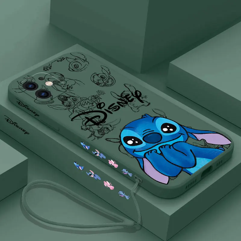 Фото Cool Cartoon Stitch Disneys Phone Case for Oneplus Nord 3 2 9R 9 8T 8 7 7T Pro 6 5G Liquid Silicone Cover with Hand Strap №5