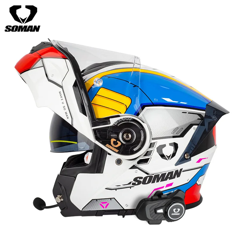 Мотоциклетный шлем для верховой езды анфас модульный двойная линза