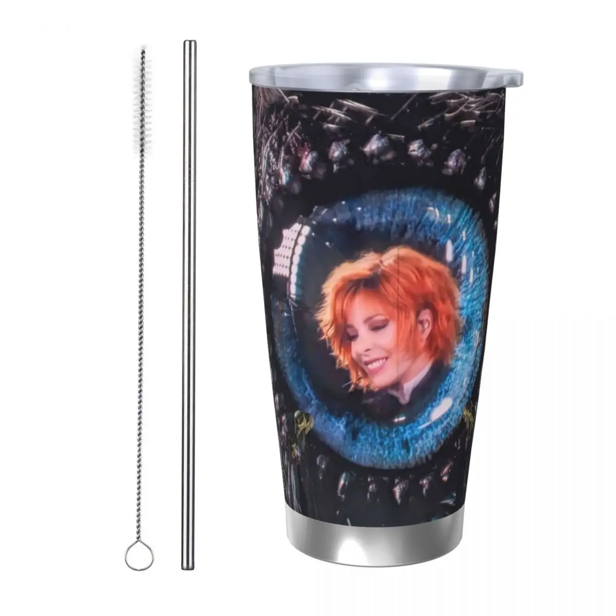 Фото Термокружка Mylene Farmer Nevermore 20 унций из нержавеющей стали, вакуумная, для кофе, холодных и горячих напитков, автомобильная №1